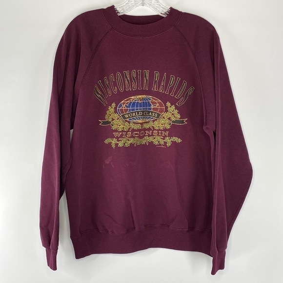 Vintage Hanes Wisconsin Rapids World Class Raglan Sleeve Crew Sweatshirt XL - Picture 1 of 6